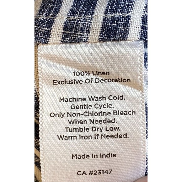 Talbots‎ Womens Blue White Stripe Embellished Beads Linen 3/4 Sleeve Top Size M - Picture 9 of 9